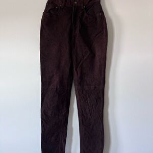 Vintage Exp Jeans By Express Chocolate Brown Genuine Suede Leather Pants 3/4